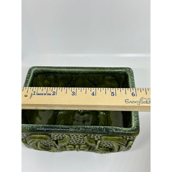 VTG Mid-Century Modern Green Glazed Ceramic Pedestal Planter – Footed Raised - Picture 6 of 6